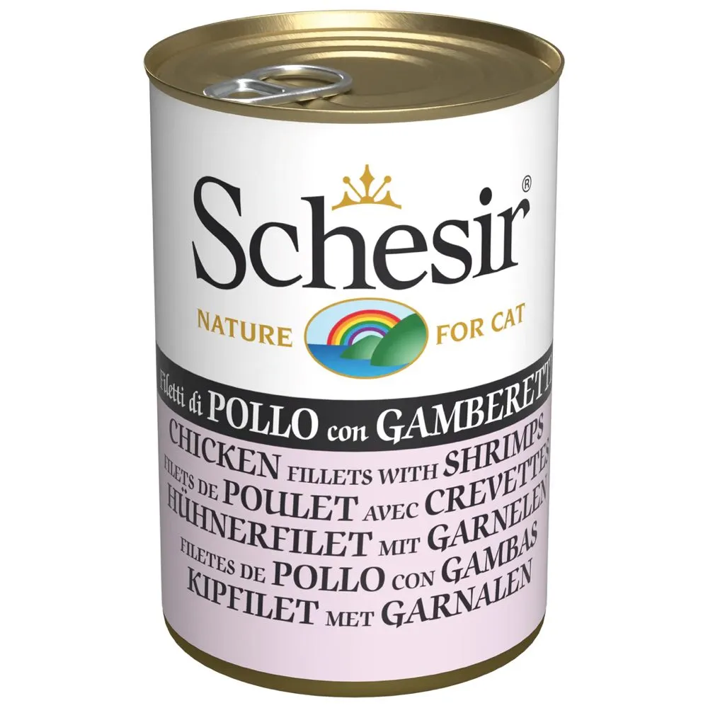 $1 OFF (Exp 10May25): Schesir Chicken Fillets With Shrimps In Jelly Adult Canned Cat Food 140g