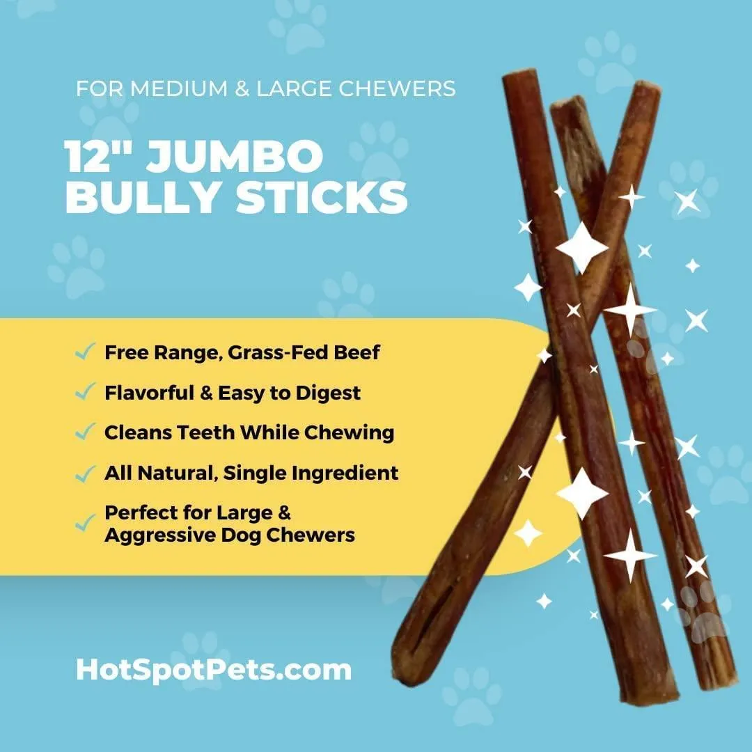 12" Jumbo Bully Sticks for Large & Extra Large Dogs