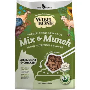 15% OFF: Wishbone Mix & Munch Lamb, Goat & Chicken Grain-Free Freeze-Dried Raw Food Cat Food Topper 350g