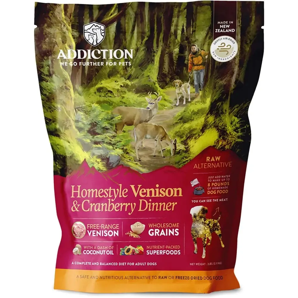 Addiction Homestyle Venison & Cranberry Dinner Raw Alternative Air Dried Dog Food