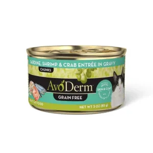 AvoDerm Grain Free Sardine Shrimp & Crab Entree in Gravy Canned Cat Food 24/3oz