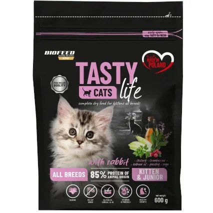 Biofeed Tasty Cats Life Kitten Junior Rabbit - Dry Cat Food - 600G