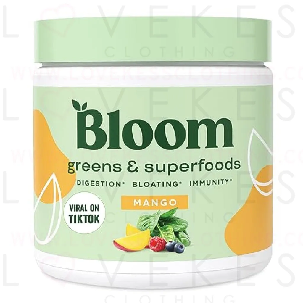 Bloom Nutrition Super Greens Powder Smoothie & Juice Mix - Probiotics for Digestive Health & Bloating Relief for Women, Digestive Enzymes with Superfoods Spirulina & Chlorella for Gut Health (Mango)