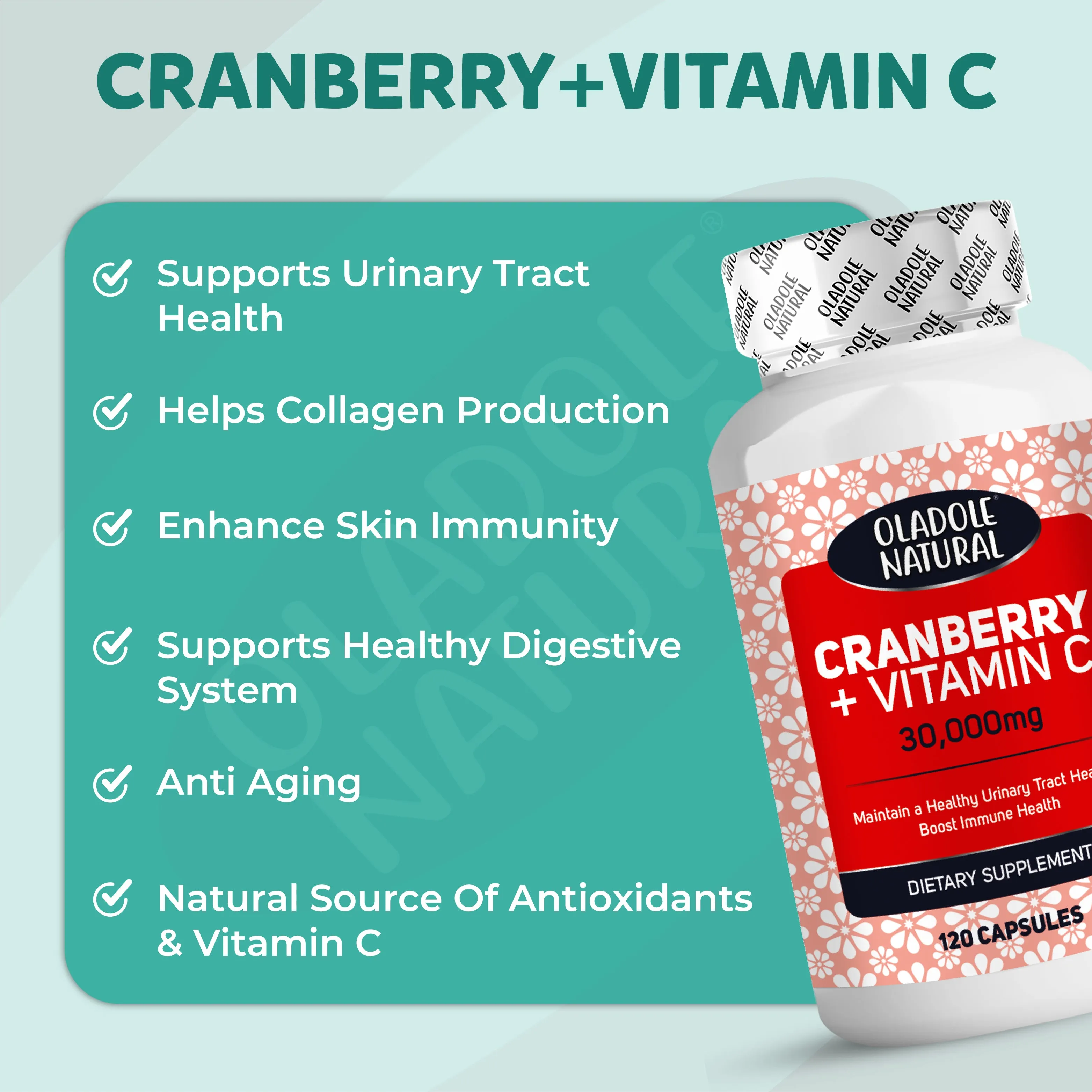 Cranberry (30,000 mg)   Vitamin C 120 Capsules