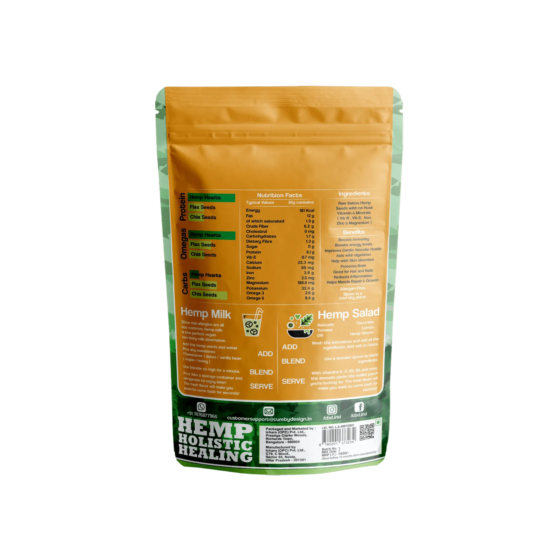 Cure By Design Hemp Hearts 500gm