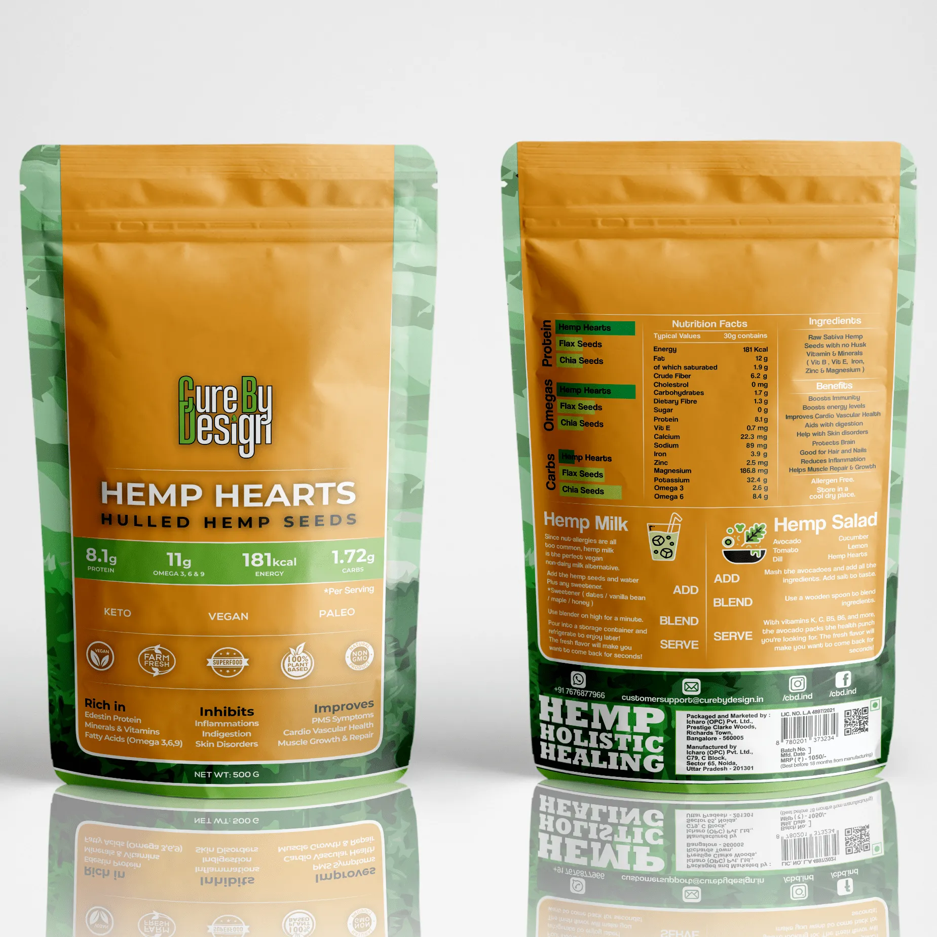 Cure By Design Hemp Hearts 500gm