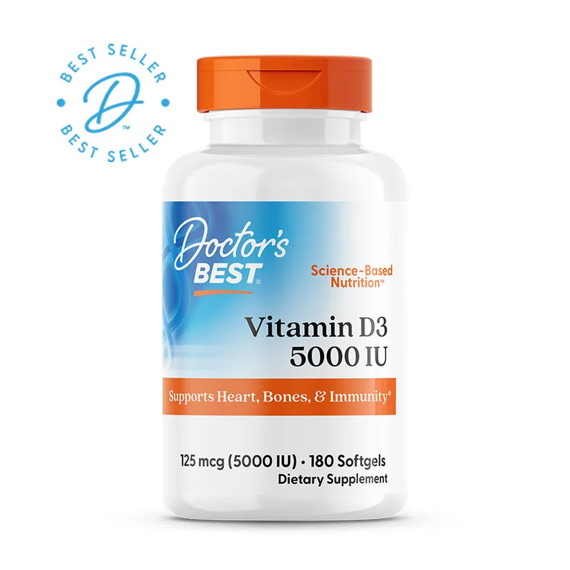 Doctor's Best Vitamin D3, 125 mcg (5,000 IU), 180 Softgels