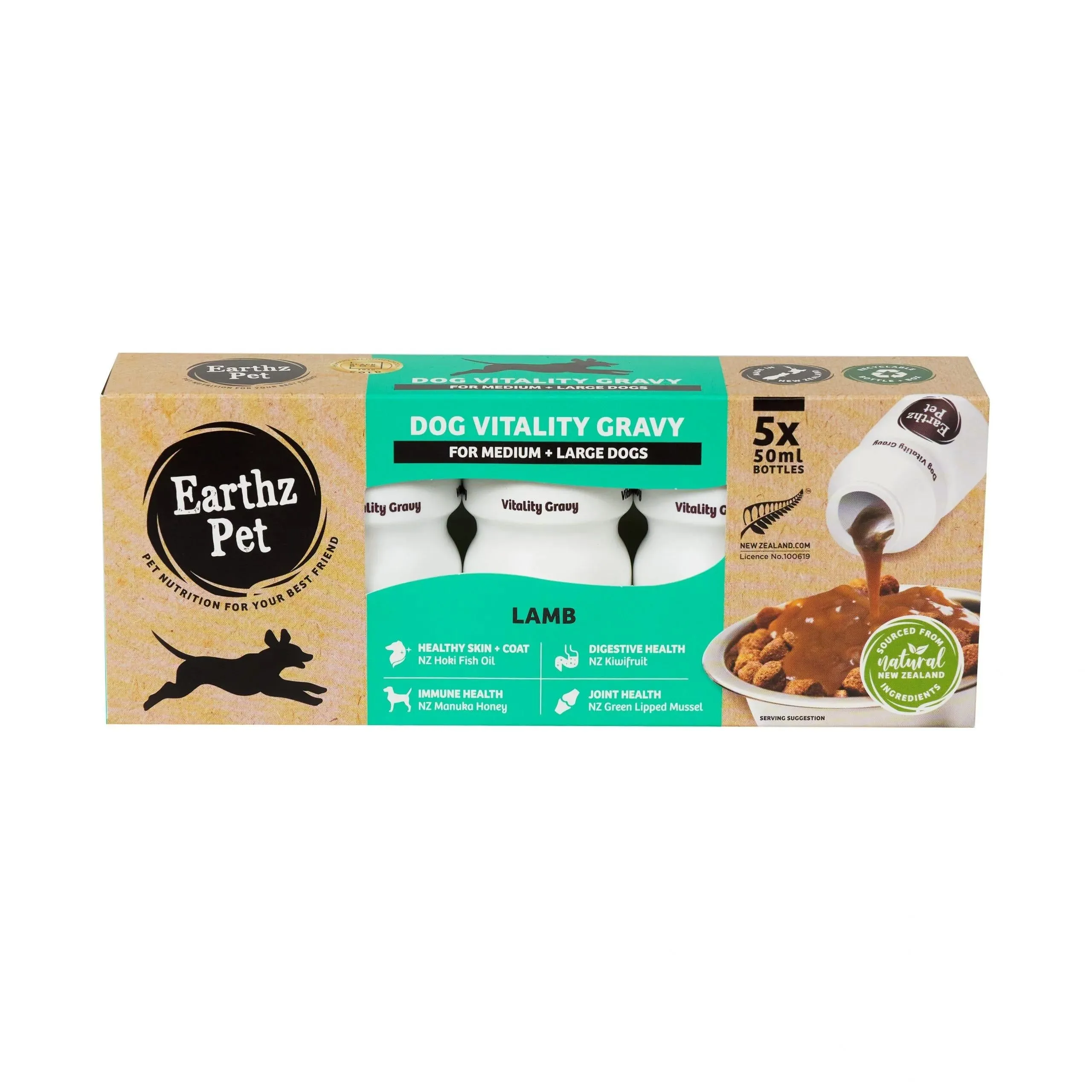 Earthz Pet Vitality Lamb Gravy for Medium and Large Dogs 50ml x 5