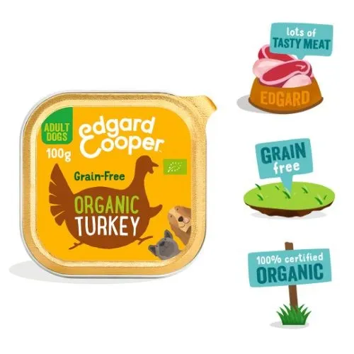 Edgard & Cooper Organic Adult Grain Free Wet Dog Food With Turkey 17 x 100G