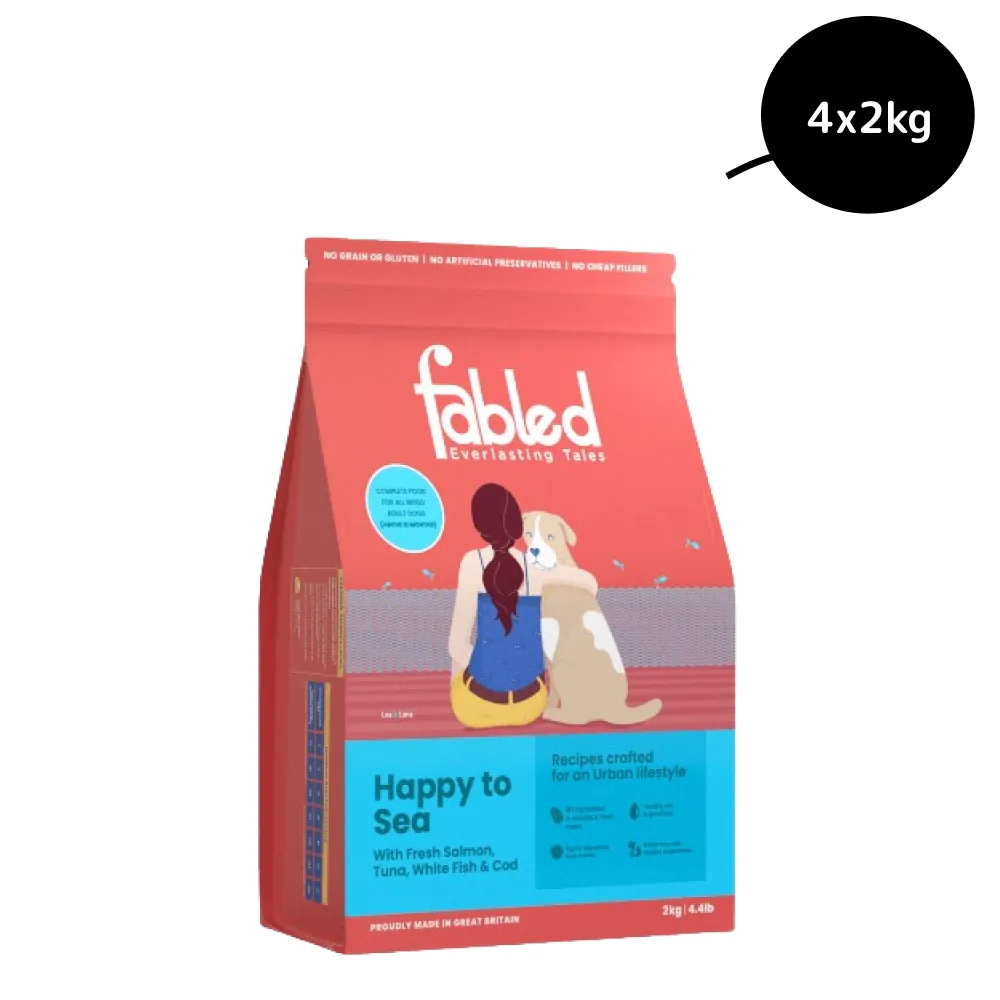 Fabled Happy to Sea Fresh Salmon Tuna White Fish and Cod Adult Dog Dry Food