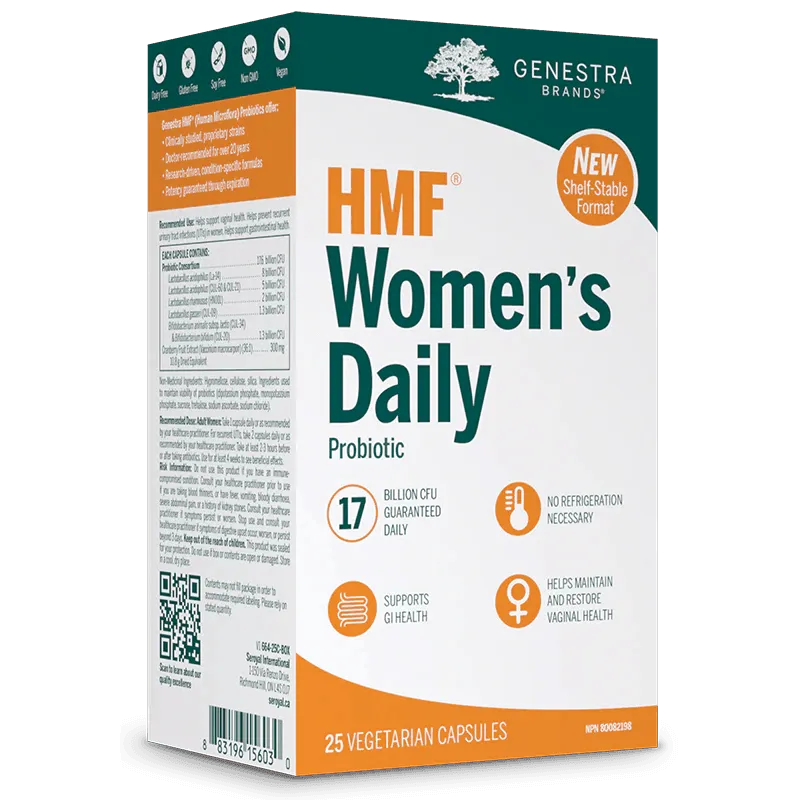 Genestra HMF Women's Daily Probiotic 17 Billion CFU 25 Veggie Caps Shelf-Stable Format