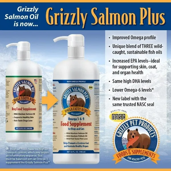 Grizzly Salmon Plus Omega 3-6-9 Dog Food Supplement