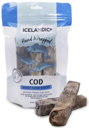 Icelandic  Hand Wrapped Cod Skin Short Chew Stick Dog Treats