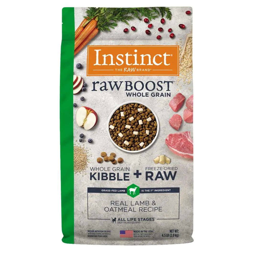 Instinct The Raw Brand Dog Raw Boost Kibble   Raw Real Lamb & Oatmeal Recipe 4.5lb