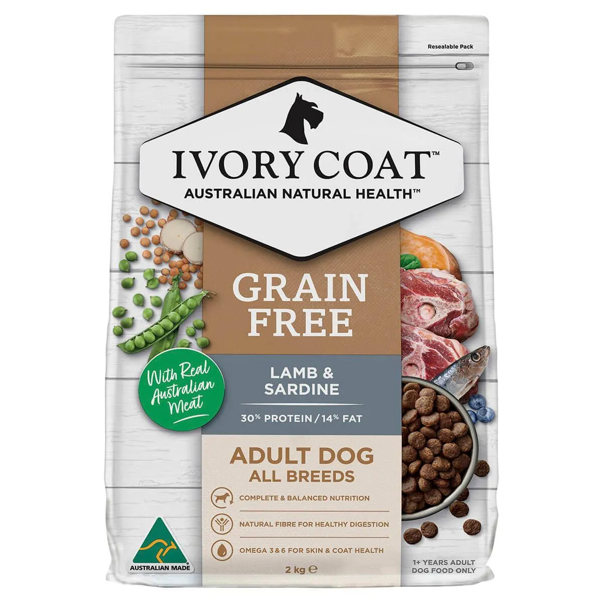 Ivory Coat Grain Free Adult Lamb & Sardine Dry Dog Food