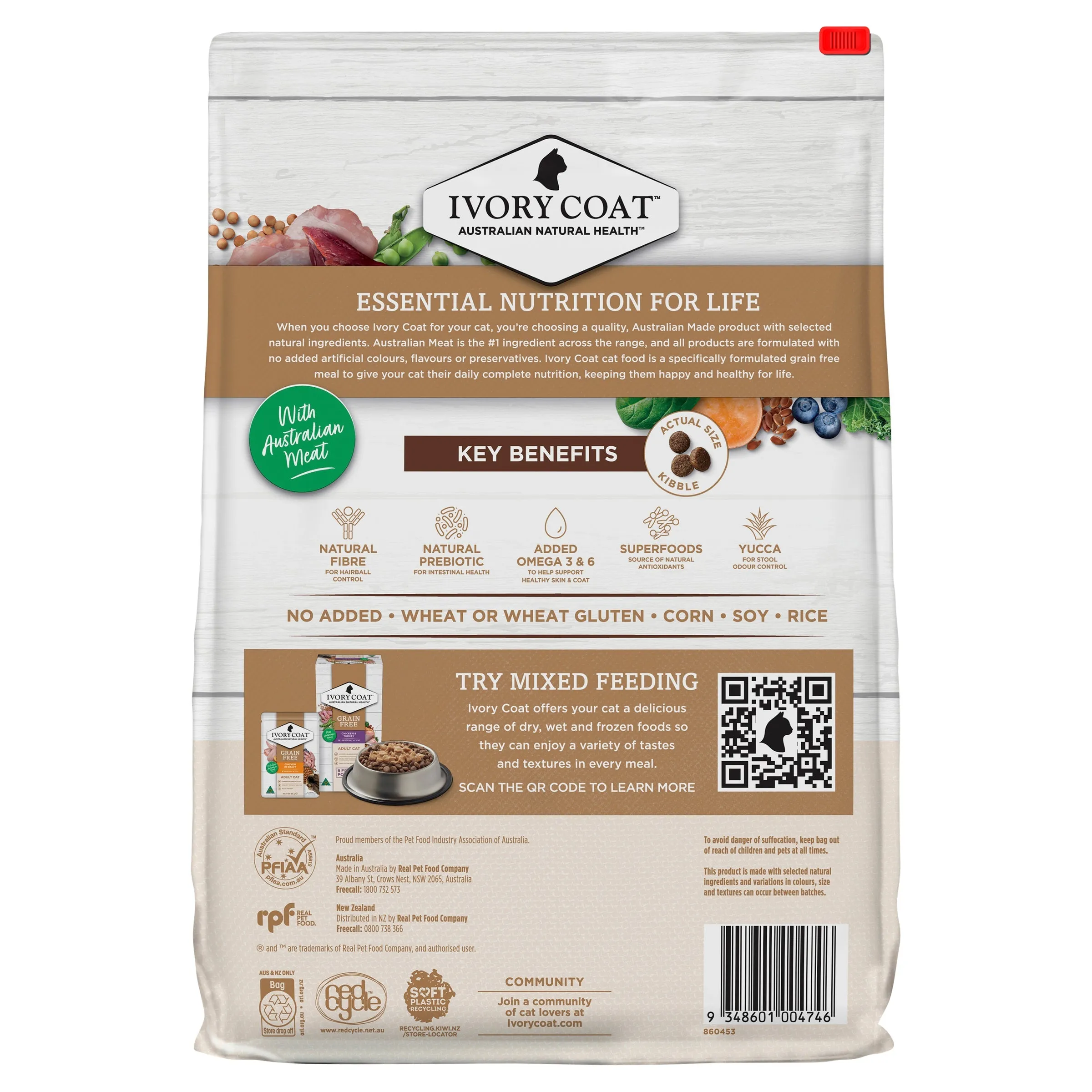 Ivory Coat Grain Free Chicken and Kangaroo Adult Cat Dry Food 4kg^^^