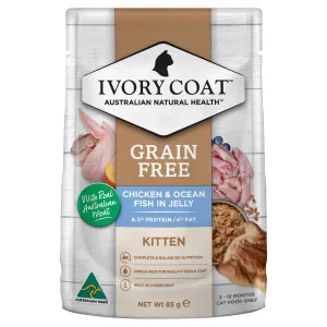 Ivory Coat Grain Free Chicken and Ocean Fish in Jelly Kitten Wet Food 85g^^^