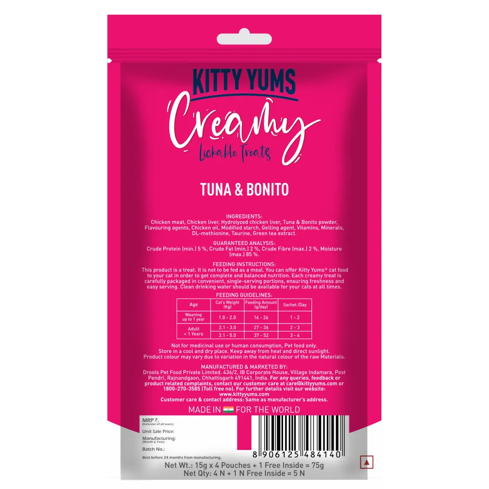 Kitty Yums Tuna & Bonito, Crab & Chicken and Salmon & Skipjack Creamy Cat Treats Combo