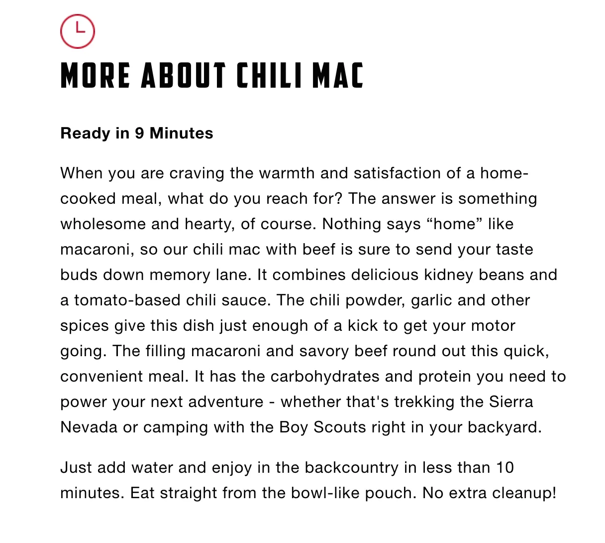 MOUNTAIN HOUSE CHILI MAC WITH BEEF