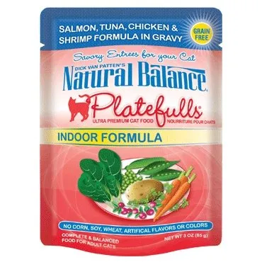 Natural Balance Platefulls Salmon, Tuna, Chicken and Shrimp Cat Pouch Case of 24