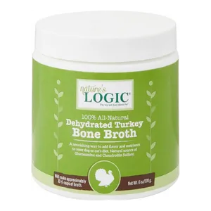 Nature's Logic Dehydrated Turkey Bone Broth Dog & Cat Food Topper, 6-oz tub