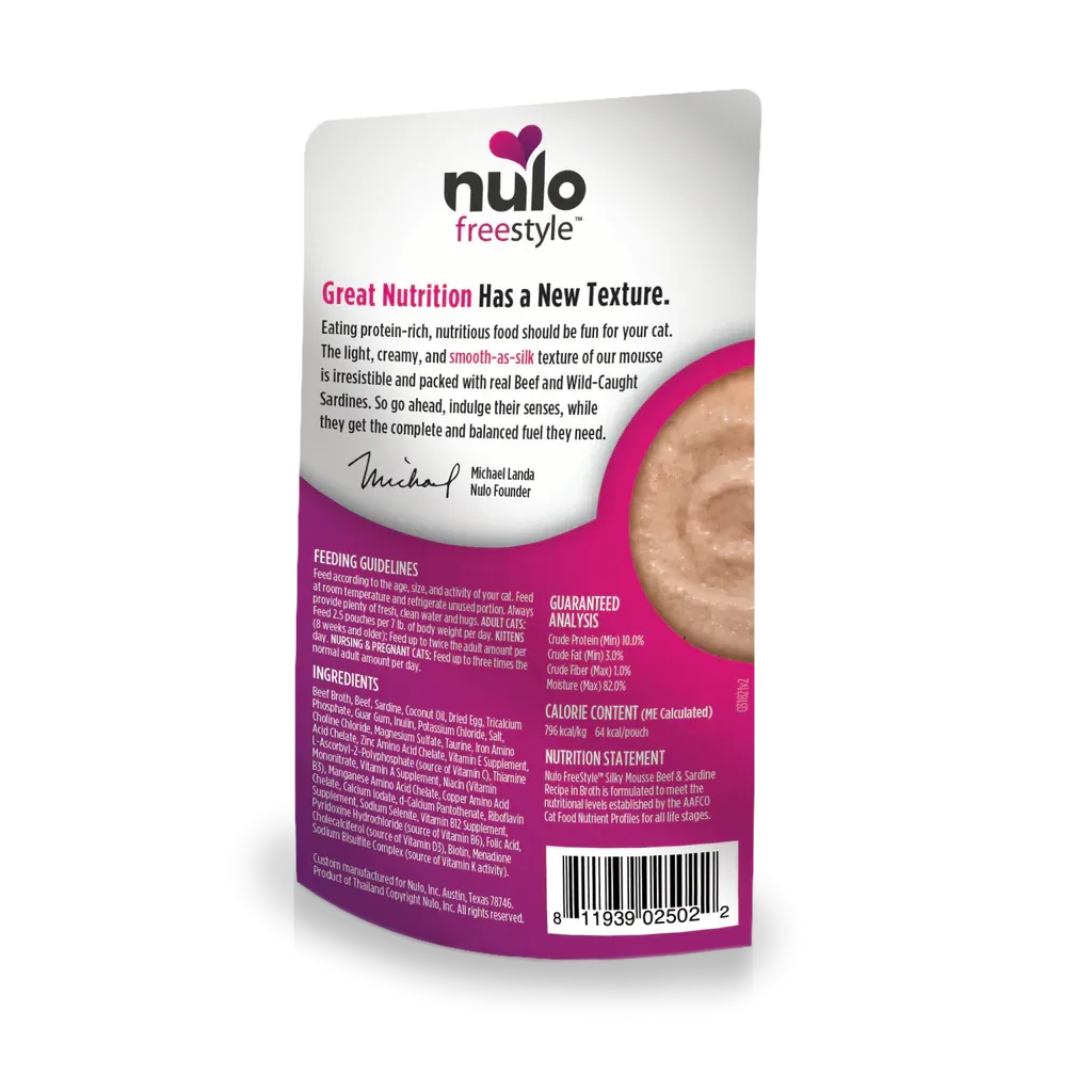 Nulo Freestyle Silky Mousse Beef And Sardine Recipe 2.8-oz, Wet Cat Food