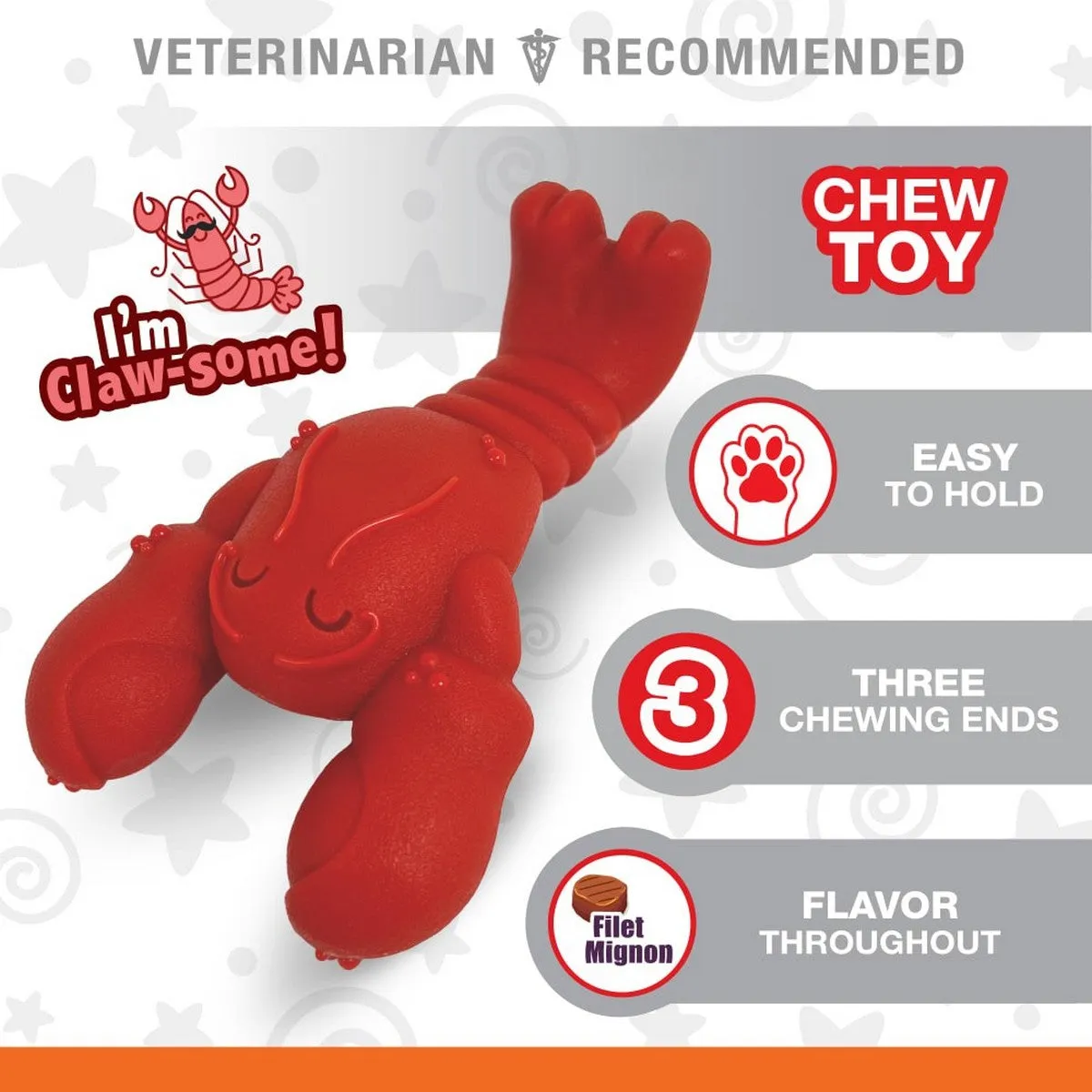 Nylabone Power Chew Lobster Filet Mignon Dog Toy Regular Size