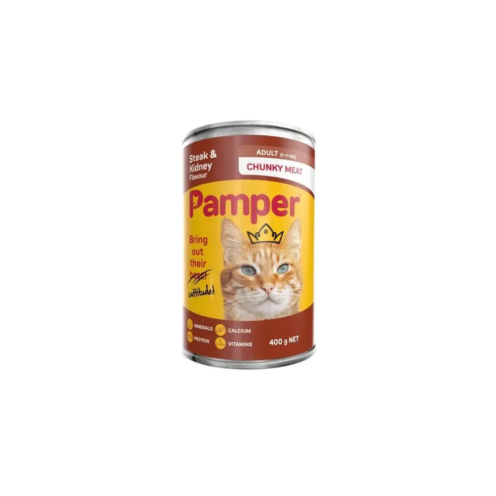 Pamper Meatroll Steak And Kidney Wet Cat Food 400g