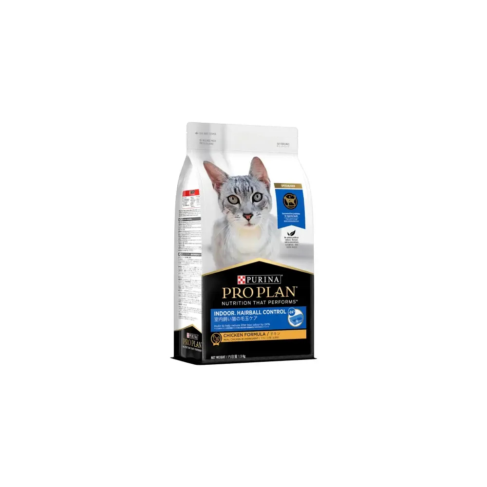 Purina Pro Plan Adult Indoor Hairball Control Chicken Dry Cat Food 1.5kg