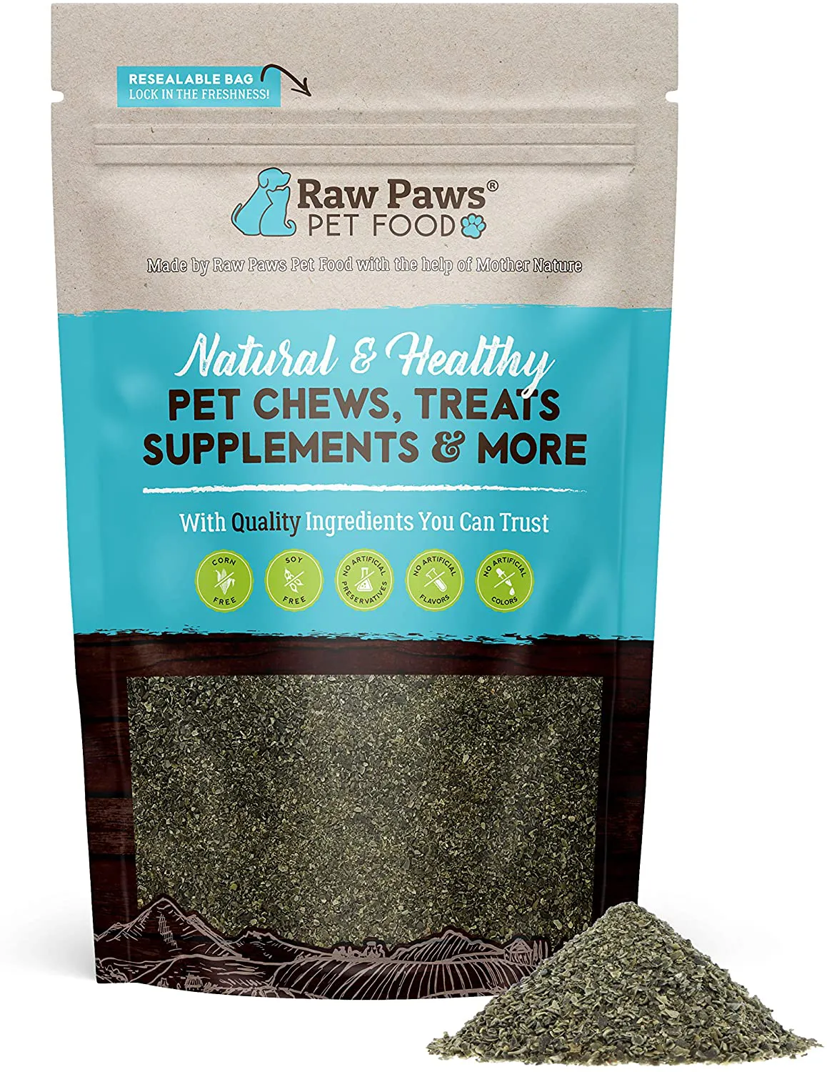 Raw Paws Pet Organic Sea Kelp for Dogs & Cats, 16-oz Seaweed Powder - Icelandic Kelp Supplements for Dogs Supports Thyroid Function - Dried Ocean Kelp for Dogs