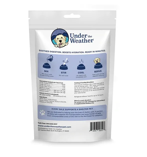 Under the Weather Freeze Dried Diet for Dogs - Rice, Turkey & Sweet Potato 6oz