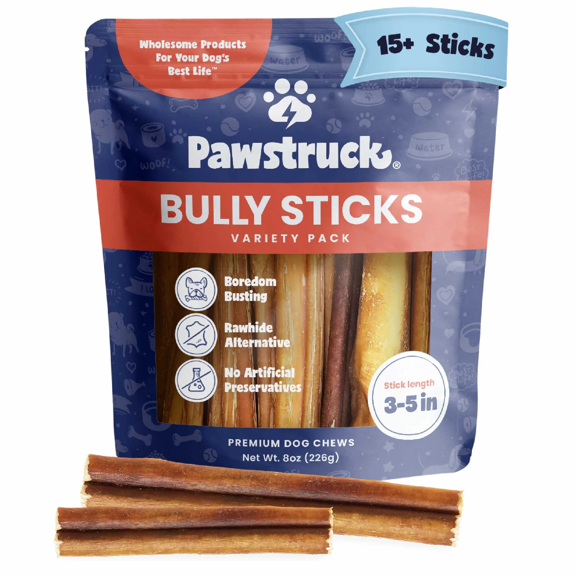 Variety Bulk Straight Bully Sticks for Dogs (Sold by Weight)