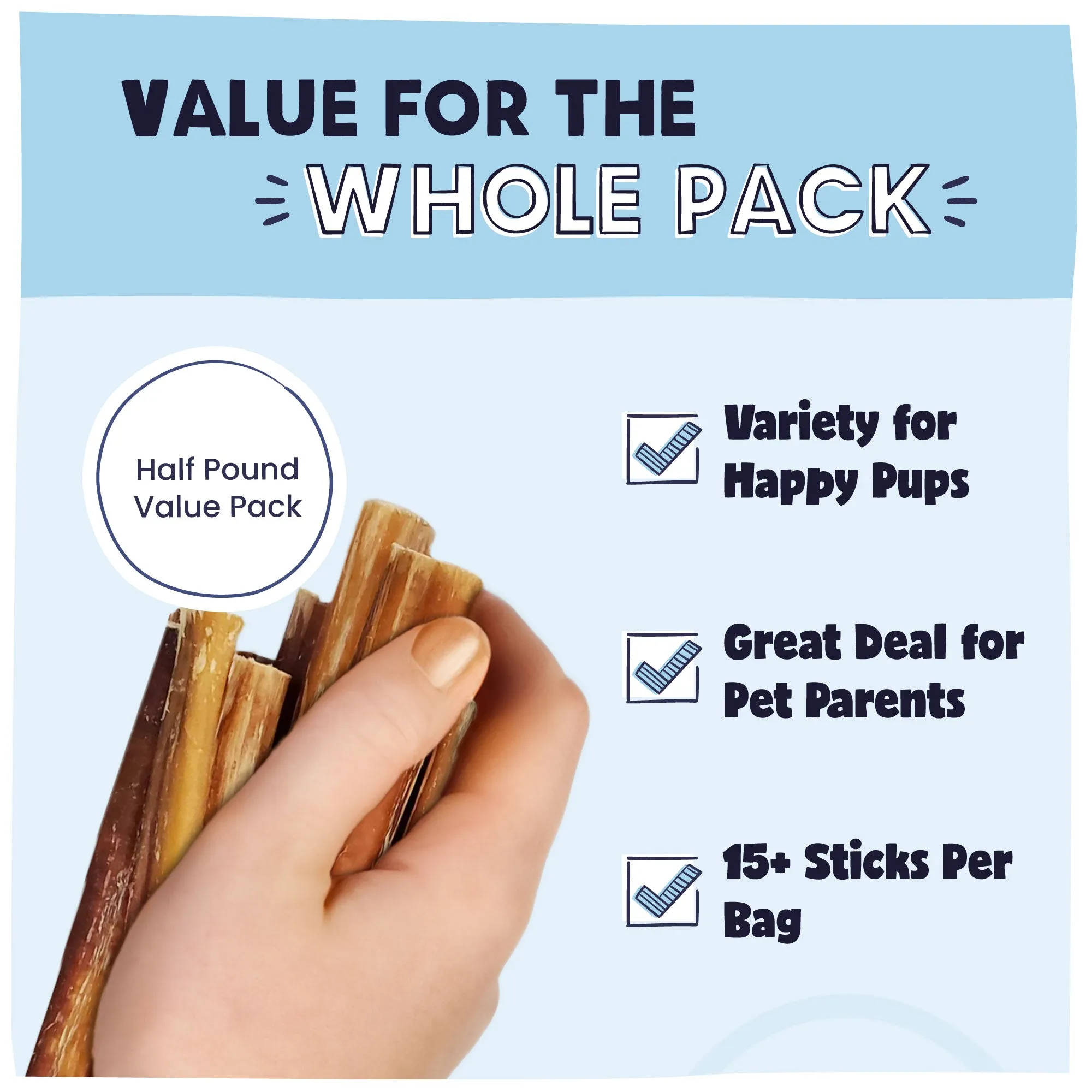 Variety Bulk Straight Bully Sticks for Dogs (Sold by Weight)