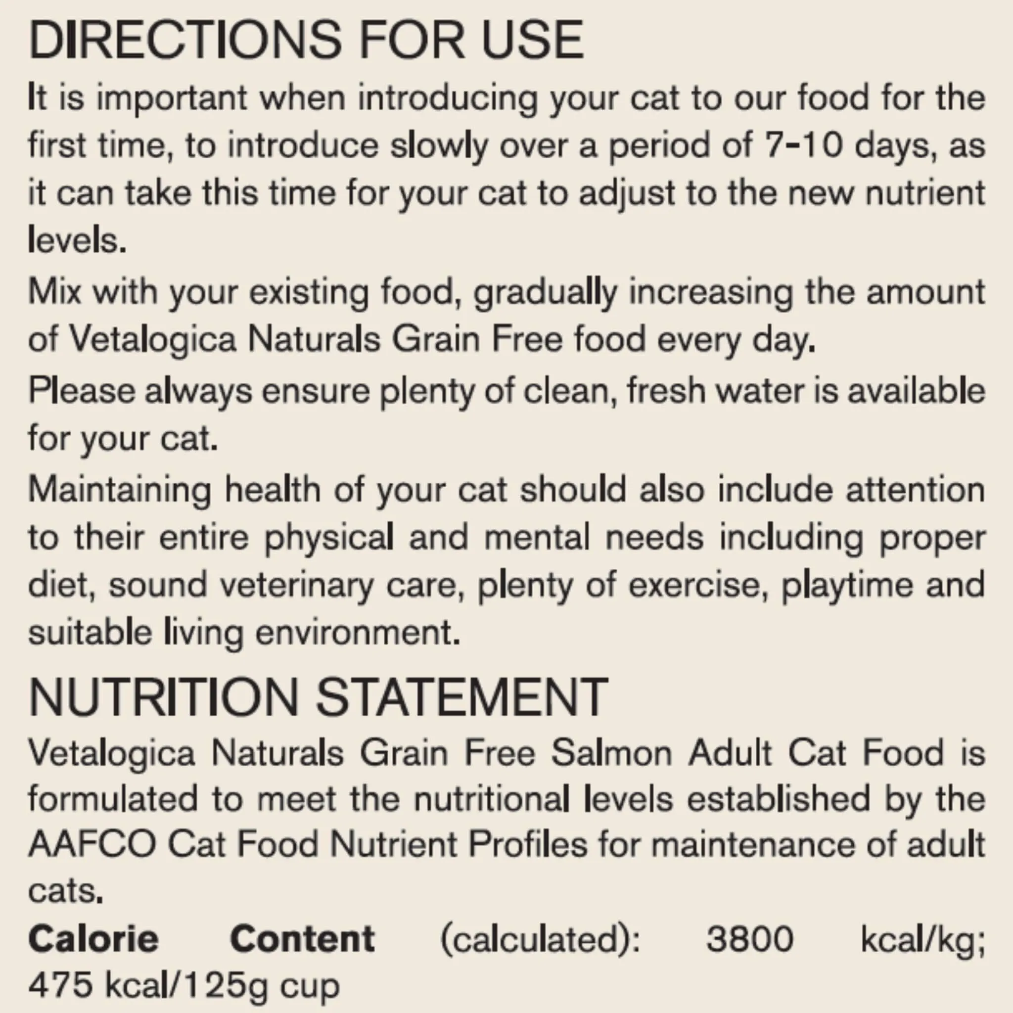 Vetalogica Naturals Grain Free Salmon Adult Cat Food