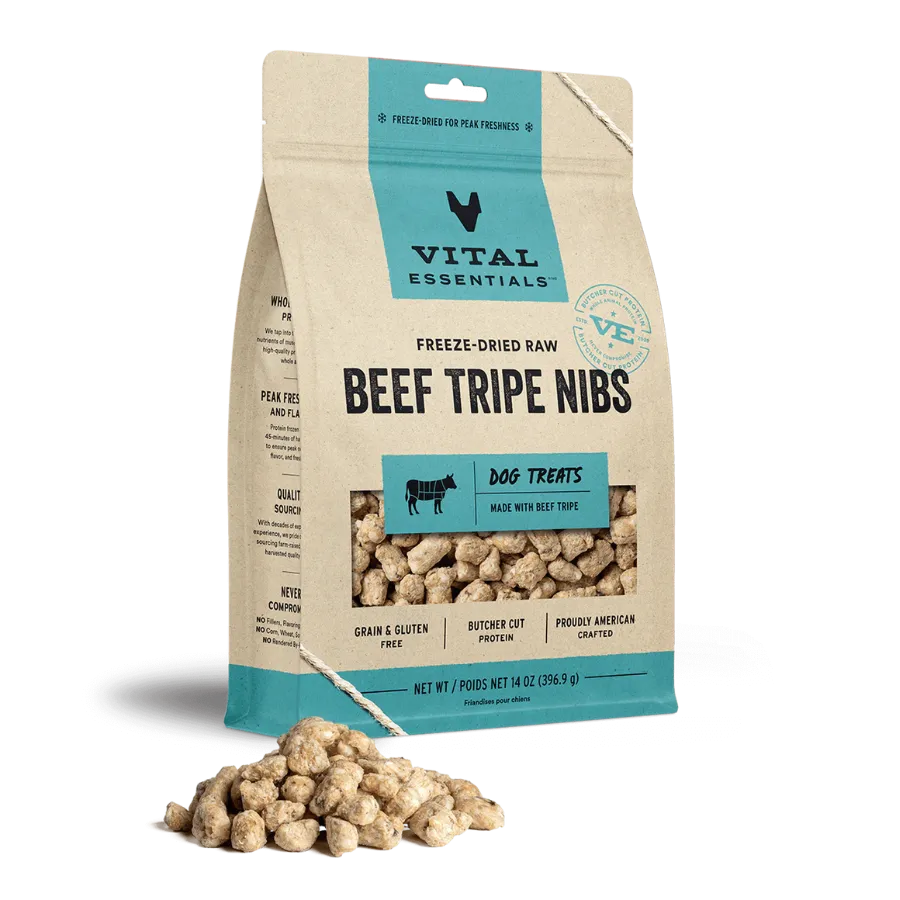 Vital Essentials Nibblets Beef Tripe Freeze-Dried Dog Treat 14 oz