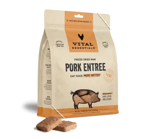 Vital Essentials Pork Mini Patties, Freeze-Dried Cat Food, 8-oz Bag