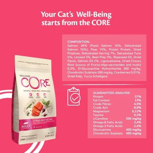 Wellness Core Dry Adult Cat Food Sterilised Ocean 4kg