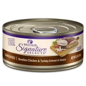 Wellness CORE Signature Selects Shredded Boneless Chicken and Turkey Entrée in Sauce, Wet Cat Food