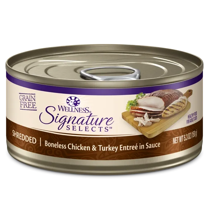 Wellness CORE Signature Selects Shredded Boneless Chicken and Turkey Entrée in Sauce, Wet Cat Food