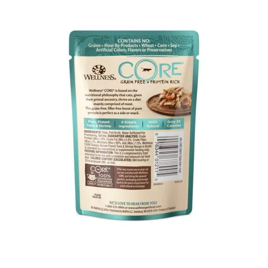 Wellness CORE Simply Shreds Flaked Tuna and Shrimp Wet Cat Food 50g