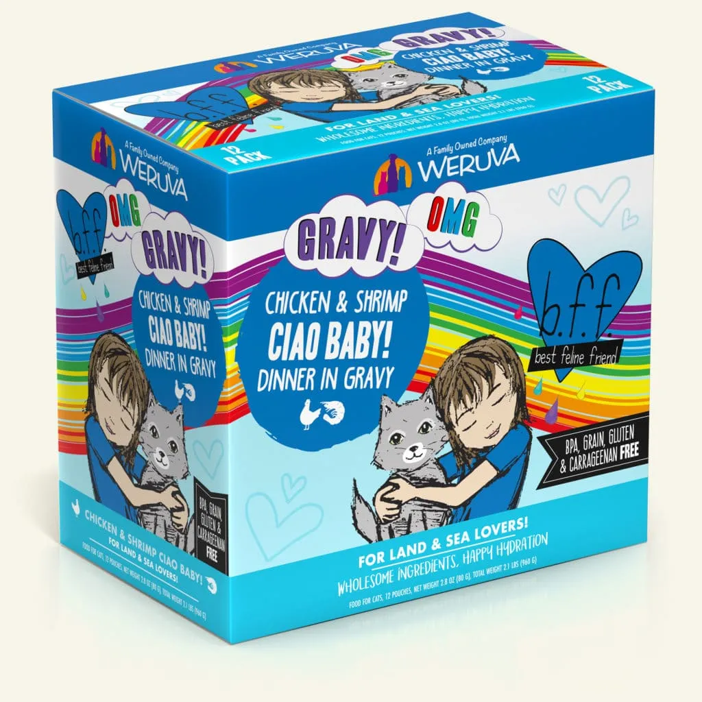 Weruva BFF OMG Gravy! Ciao Baby! Chicken And Shrimp Dinner in Gravy, 2.8-oz Pouch, Wet Cat Food