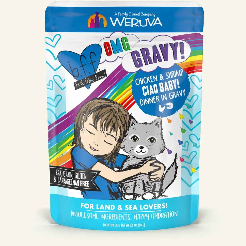 Weruva BFF OMG Gravy! Ciao Baby! Chicken And Shrimp Dinner in Gravy, 2.8-oz Pouch, Wet Cat Food