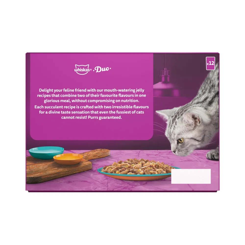 WHISKAS | Adult Wet Cat Food Pouches | Duo Surf & Turf In Jelly - 12 x 85g